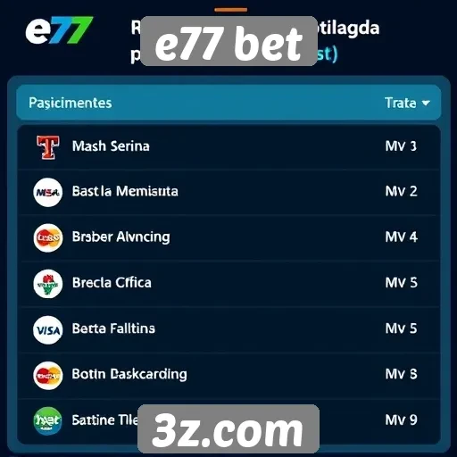 Métodos de pagamento aceitos na e77 bet